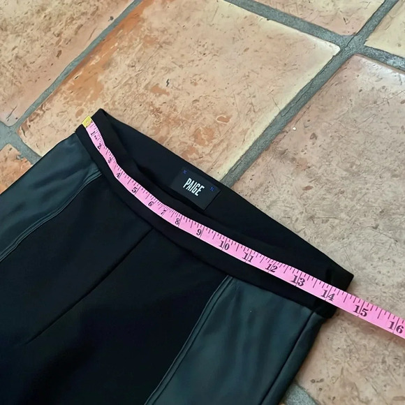 🔷 PAIGE Vegan Leather Tuxedo Size Small Black Leggings - Picture 3 of 7
